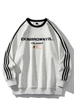 2026中性风三杠条纹圆领字母印花休闲大码M-5XL卫衣男WY77765P48，男装卫衣，星座227-7