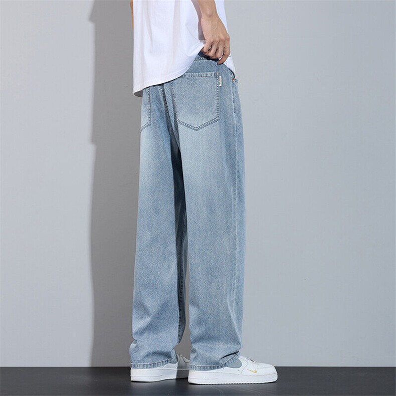 天丝牛仔裤男夏季超薄款宽松直筒冰丝冰感阔腿休闲长裤K2537-P50,男装牛仔裤,星座610（原A335）