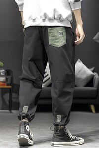 2021秋季新款大码男日系潮流抽绳束脚工装九分休闲裤K577-P40图片