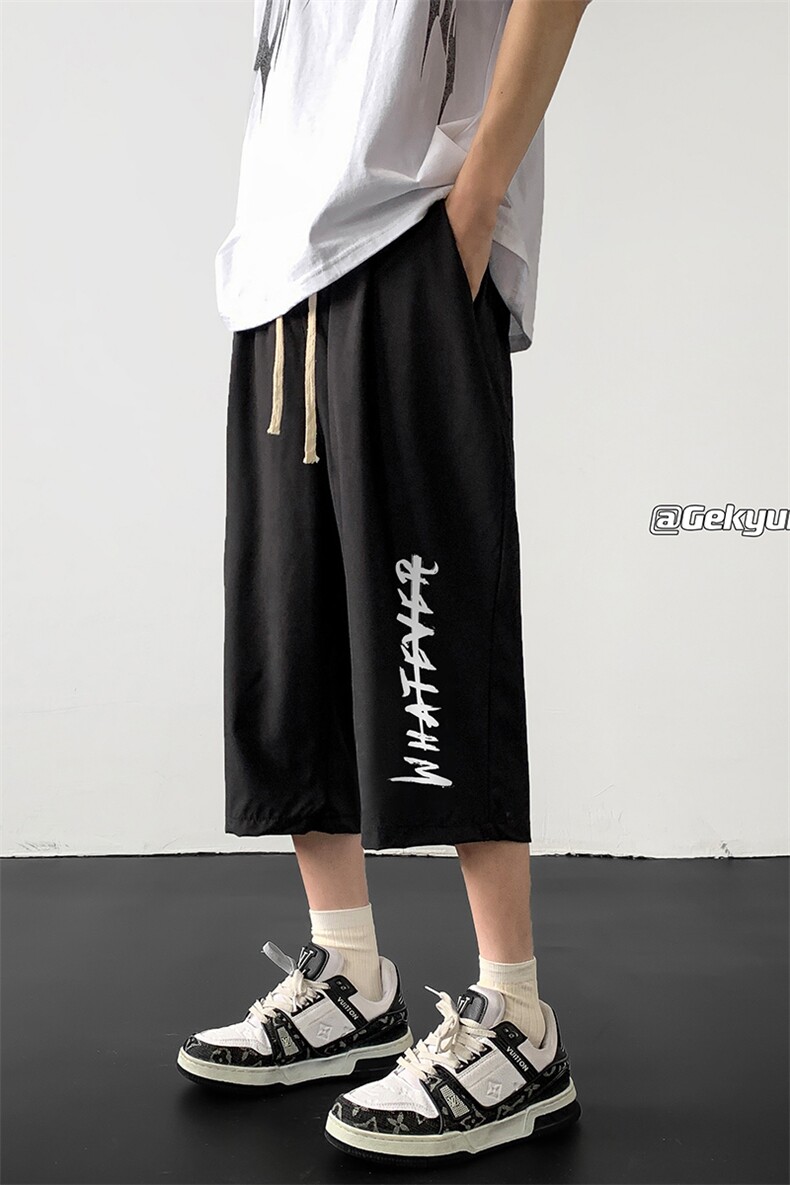 冰丝七分裤男大码速干短裤男五分裤黑地板风格QK72399-P25,男装休闲裤,电商A040