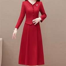时尚妈妈旗袍连衣裙婚宴2025气质礼服新款洋气显中长瘦裙子，女装汉服/婚纱/旗袍/礼服，娇莉