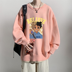 控78假两件毛衣男大码加绒针织衫男毛线衣M80271-P55加绒P70，男装针织衫/毛衣，电商A040
