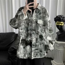 迷彩工装衬衫长袖青年街头日系衬衣男潮流宽松休闲外套W1226-P36，男装衬衫，星座512-4