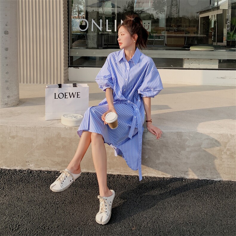 主推现货款宽松条纹连衣裙212A-603-P105-控155,女装连衣裙,浙宝212A