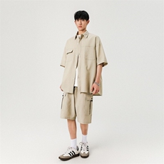防蚊短袖套装衬衫男外套薄款宽松休闲衬两件套A406TZ2976特P68，男装衬衫，星座309（原A406）