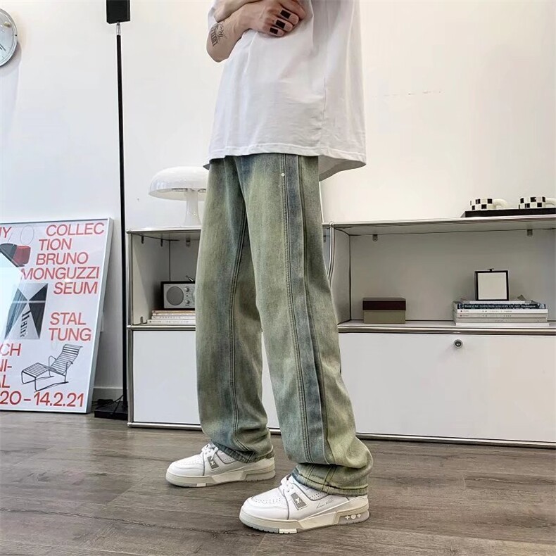 美式复古做旧牛仔裤男女潮牌高街ins宽松直筒阔腿长裤7241-p45,男装牛仔裤,星座1008-1