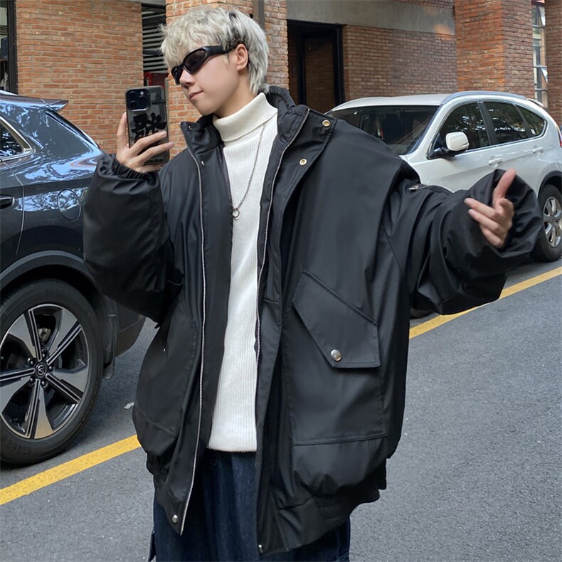 pu皮棉衣男冬季新款加厚棉服宽松面包服棉袄M7166P125控168，男装皮衣，电商A157