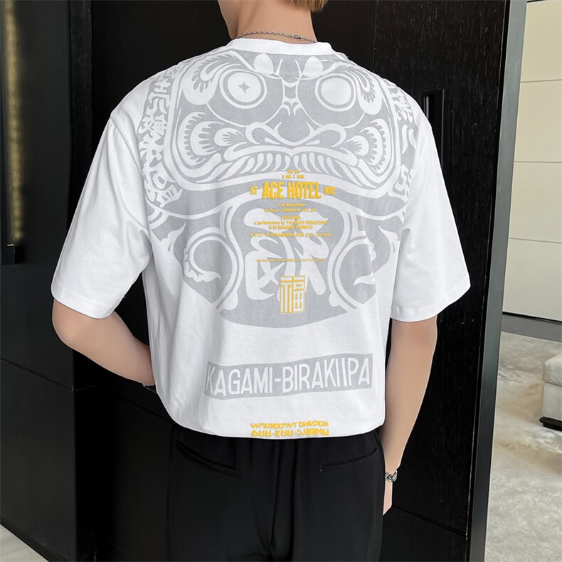 2024新款轻奢风福字刺绣宽松休闲大码圆领短袖T恤男5809-p48,男装T恤,电商D303
