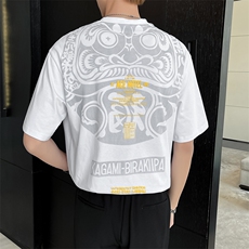 2024新款轻奢风福字刺绣宽松休闲大码圆领短袖T恤男5809-p48，男装T恤，电商D303