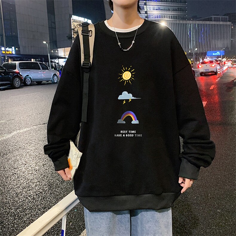 S6141-P28加绒款-P33秋季圆领卫衣男大码韩版宽松长袖外套,男装卫衣,电商A040
