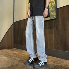 夏款男牛仔裤复古水泥色宽松微喇叭长裤NK0906P45，男装牛仔裤，星座1013-1