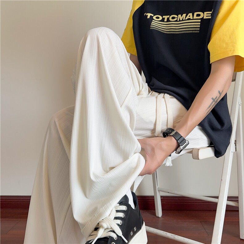 抖音品质夏季新款简约纯色透气休闲冰丝裤B315-K25554-特p30控58，男装休闲裤，电商B315