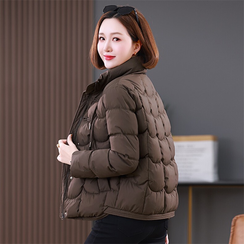 中年妈妈短款羽绒服女冬季2024新款小个子立领防寒保暖白鸭绒外套,女装棉衣/棉服,雪樱依海