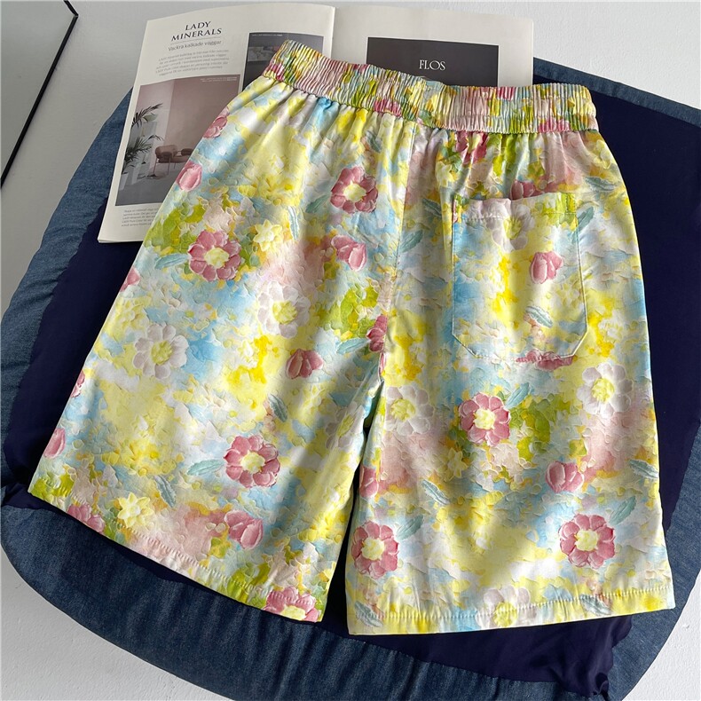 夏威夷油画风小花短裤，A061-AD01611-特P30-平铺图，男装牛仔裤，电商A061