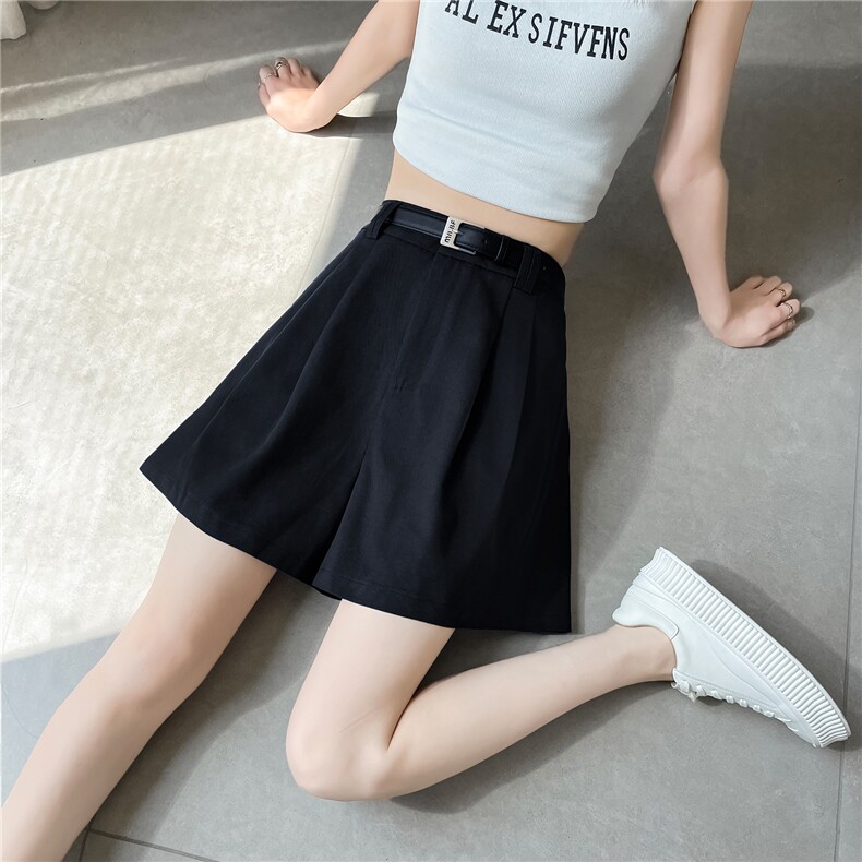 棉麻工装短裤女夏季薄款高腰韩版宽松休闲阔腿裤小个子时尚热裤潮，女装短裤/热裤，梦白服饰厂