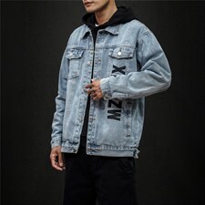 jk821-p85M-5XL黑墙ins牛仔夹克绣花破洞大码男日系CITYBOY，男装夹克，星座103A