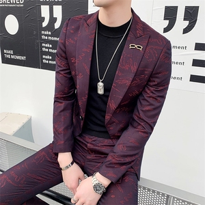 休闲西服套装男两件套新浪结婚礼服提花西装A470-TZ07图片