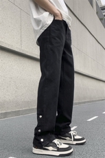 2025新款潮流阔腿牛仔裤男春夏小众百搭宽松直筒长裤子748-P45，男装牛仔裤，电商A178