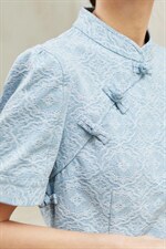 现货夏季新款复古盘扣显瘦连衣裙，女装连衣裙，觅处