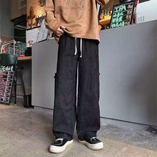 重磅灯芯绒阔腿裤子男日系潮流工装裤多口袋休闲长裤AK298-P35，男装休闲裤，星座1109-3