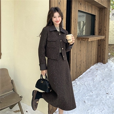 新品现货2025女装冬装西装羽绒服连衣裙两件套8080-p265-k398，女装羽绒服，2C266