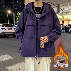AJ233-90冬季加绒加厚连帽冲锋衣防风防水棉衣外套，男装棉衣，星座109