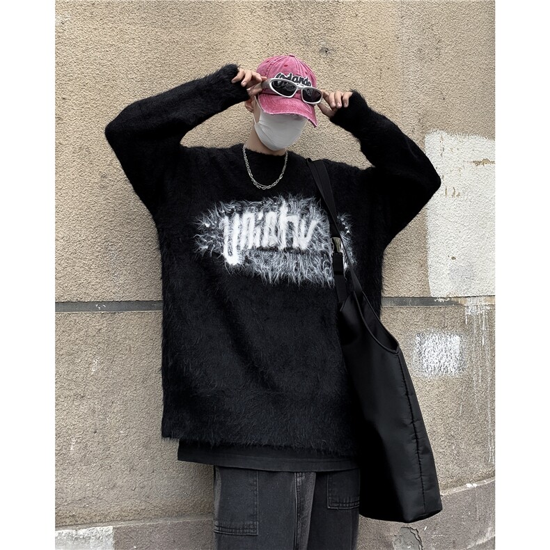 DY75-P56新款美式字母印花毛衣男秋冬季街头潮牌宽松情侣针织衫,男装针织衫/毛衣,星座603-2