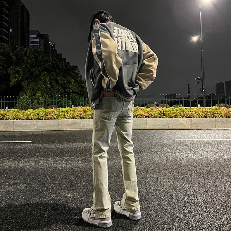 美式直筒牛仔裤男春夏款2025新款修身春装复古阔腿裤子YD754-P50图片