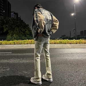 美式直筒牛仔裤男春夏款2025新款修身春装复古阔腿裤子YD754-P50图片