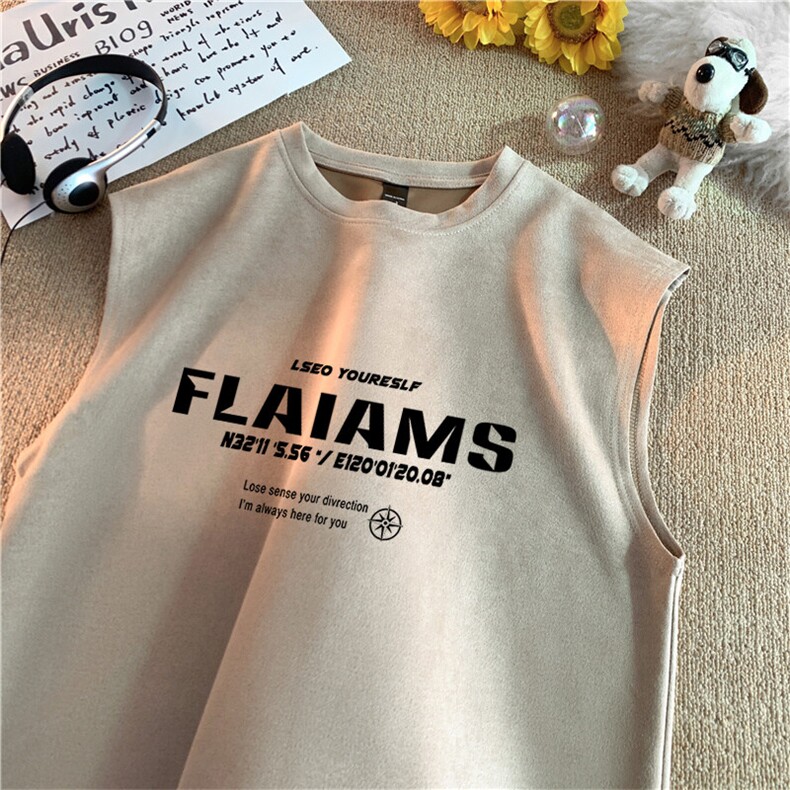 可设48小时发货支持抖音得物来样二开240克重磅美式麂皮绒背心t恤，男装背心/马甲，电商A486-1