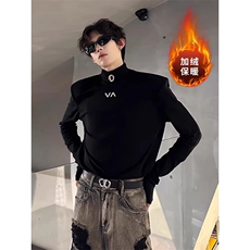 加绒加厚秋冬潮牌半高领长袖T恤cleanfit内搭打底衫W219-P45网图，男装T恤，电商B245