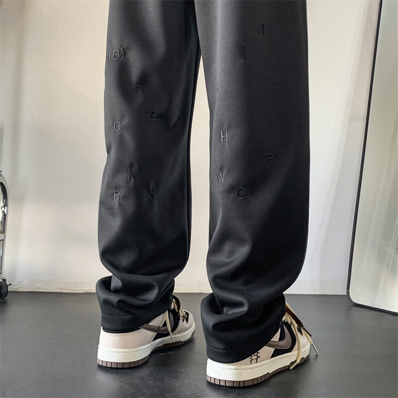 现货）某音重工刺绣弯刀卫裤直筒休闲长裤KK171-P55,男装休闲裤,星座1213