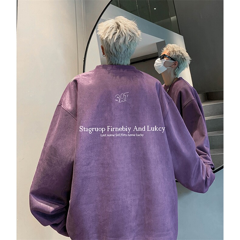 抖音得物供货提供视频秋冬重磅美式麂皮绒圆领卫衣JY370,男装卫衣,电商A486