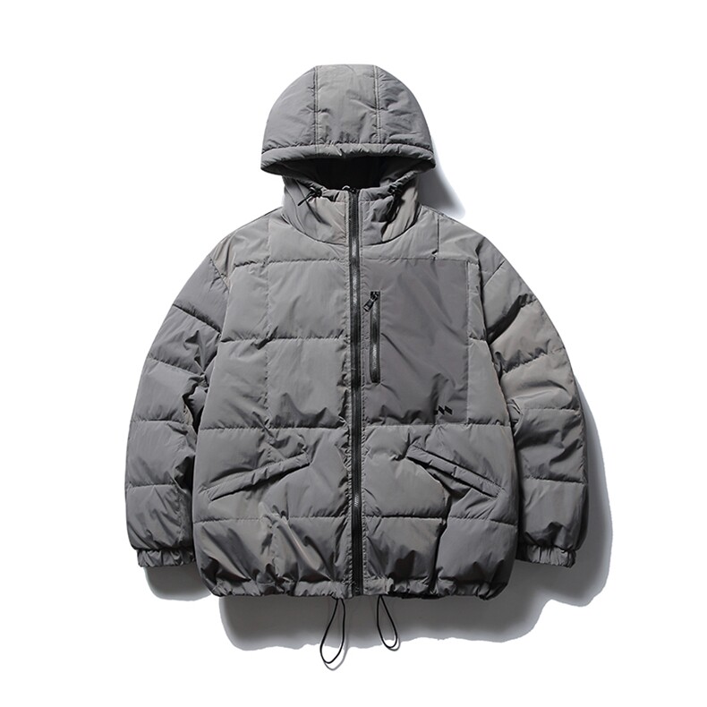 南夏乔装2025冬季新款辑格贴布装饰连帽棉衣日系复古拉链口袋棉服图片