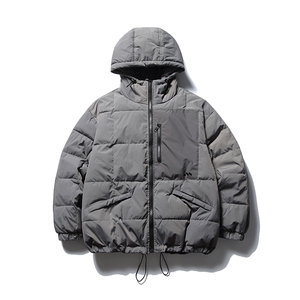 南夏乔装2025冬季新款辑格贴布装饰连帽棉衣日系复古拉链口袋棉服图片