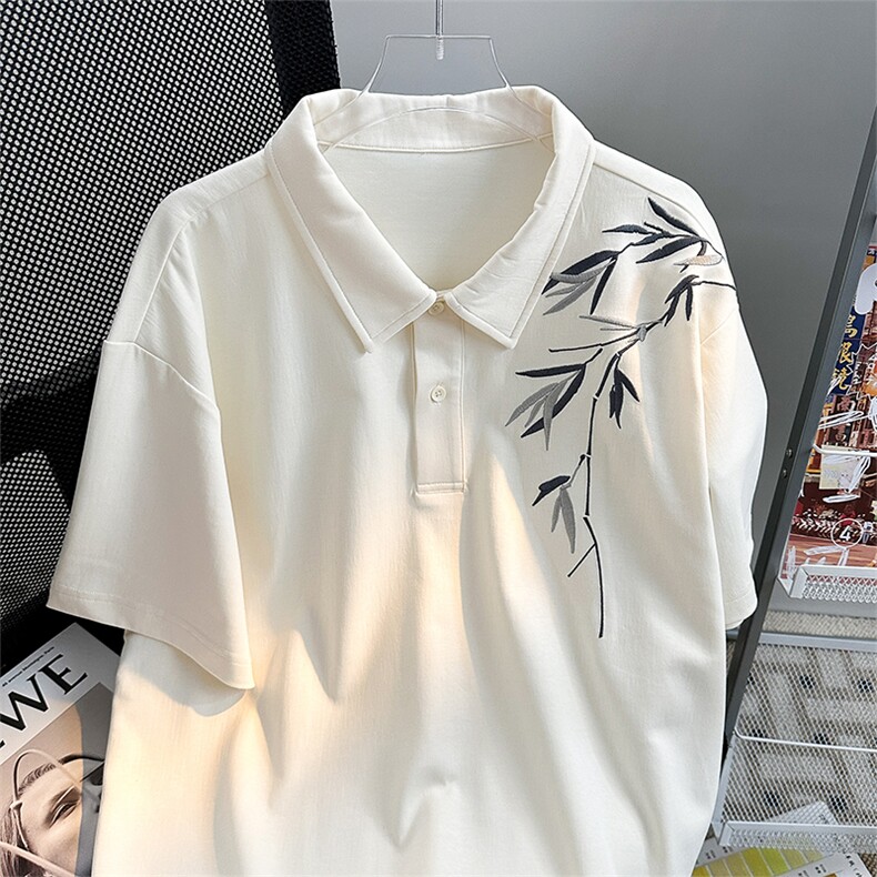 夏季中式刺绣风设计感翻领POLO衫男短袖休闲体恤潮POLO5054-P35,男装Polo衫,星座308B-1