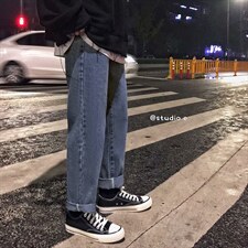 秋季新款直筒牛仔裤男港风复古青年潮流百搭阔腿老爹裤k68-p35,男装牛仔裤,星座1008-2