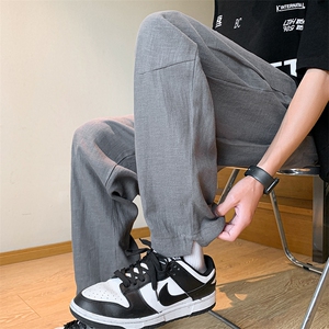 8XL-M 亚麻裤男休闲束脚裤潮薄款宽松男生九分锥形哈伦裤K920P58图片