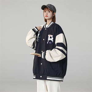 中性风上衣夹克宽松落肩拼色棒球服外套XZ214-8 JK712-P75图片