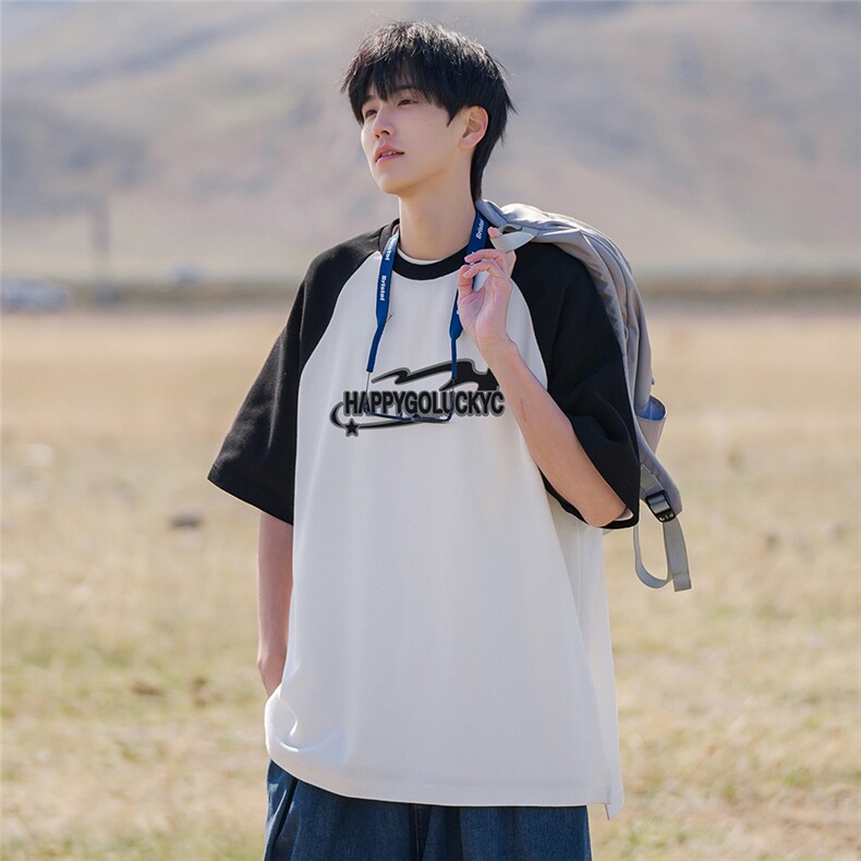 港风23新款夏季时尚百搭圆领卡通印花宽松短袖T恤DT6370P40控58,男装T恤,电商A268A