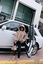 2021冬季新款新款时尚休闲宽松连帽防羊羔毛拉链羽绒服，女装羽绒服，L·H·X