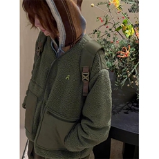高品秋冬户外糕糕毛保暖拼接撞色开衫羊羔毛外套男女A1180-P75，男装棉衣，星座1505