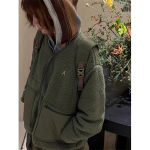 高品 秋冬户外糕糕毛保暖拼接撞色开衫羊羔毛外套男女 A1180-P75图片