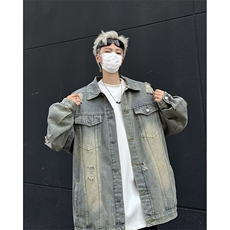 牛仔外套男女痞帅水洗破洞夹克牛仔外穿3109P58，男装工装外套，星座410-2