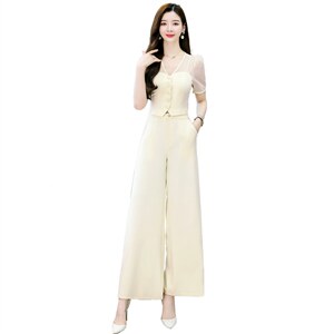 2023夏季新款套装女显瘦女神范阔腿裤套装女时尚气质两件套图片