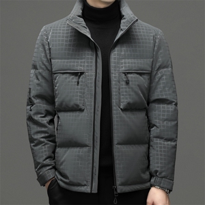 男装2023冬季新款立领白鸭绒羽绒服上衣中年男士休闲厚款保暖外套图片