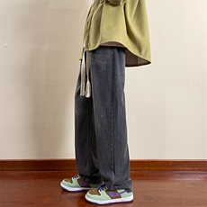 港风拖地牛仔裤男韩版休闲宽松直筒长裤子NK701/P40，男装牛仔裤，电商D202-1
