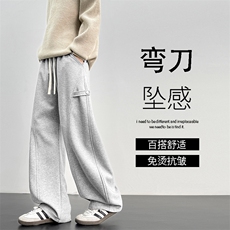 美式运动裤华棉季宽松M-5XL华棉62%弯刀卫裤解构长裤X1600特批29，男装休闲裤，星座718