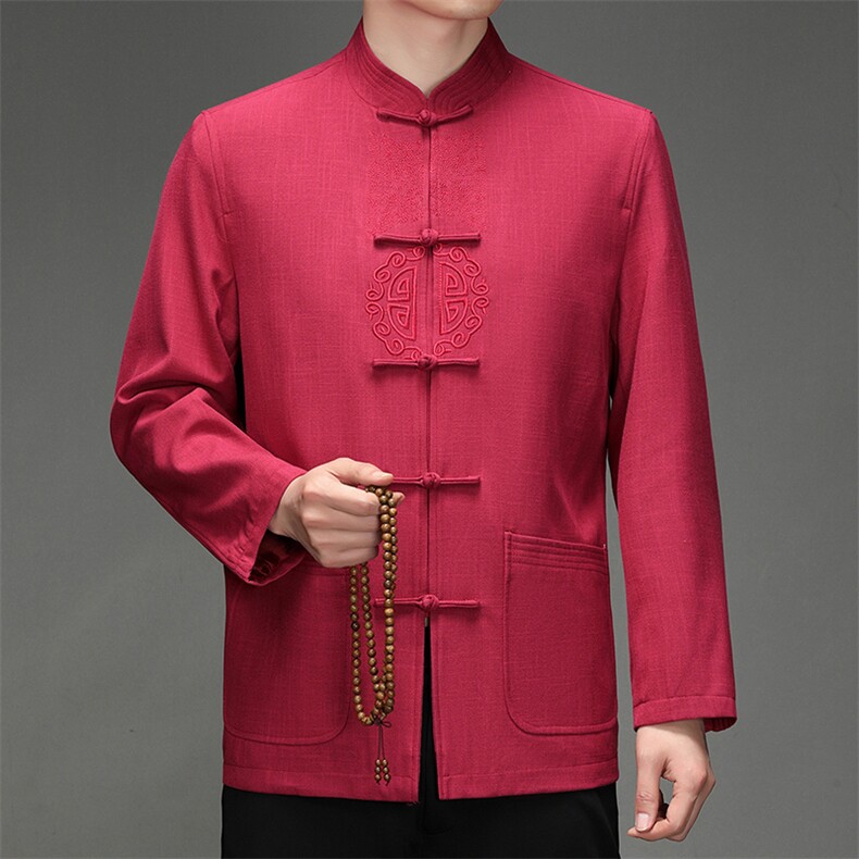 2023风男装汉服中老年人唐装春秋爸爸爷爷夹克HL2301-P120,男装夹克,星座1105-3