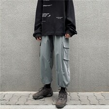 暗黑系休闲裤韩版潮百搭束脚裤ins潮牌机能风宽松抽绳GZK305-P35图片